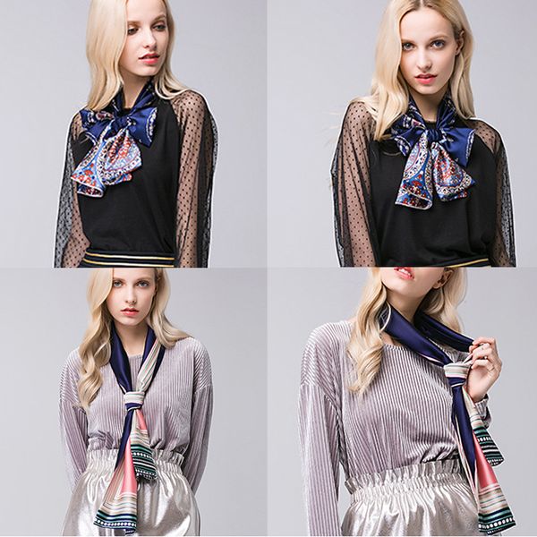 long double-sided vintage skinny retro head neck scarf female office lady scarf satin scarves elegant women bandana accessories, Silver
long double-sided vintage skinny retro head neck scarf female office lady scarf satin scarves elegant women bandana accessories, Silver