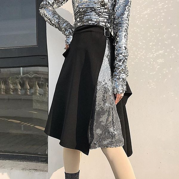 bling high elastic waist squined skirts women fashion new spring autumn 2020 a line asymmetric skirts with belt korean lt424s30, Black
bling high elastic waist squined skirts women fashion new spring autumn 2020 a line asymmetric skirts with belt korean lt424s30, Black