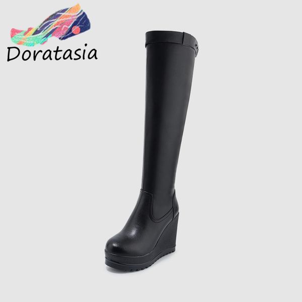 doratasia new fashion cow leather zipper knee high boots woman shoes add fur wedge high heels winter boots female shoes woman, Black
doratasia new fashion cow leather zipper knee high boots woman shoes add fur wedge high heels winter boots female shoes woman, Black