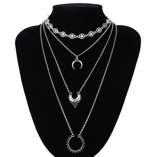 moon star pendant choker multi layer necklace women charm retro trendy jewelry gift for girl clavicle chain, Silver
moon star pendant choker multi layer necklace women charm retro trendy jewelry gift for girl clavicle chain, Silver