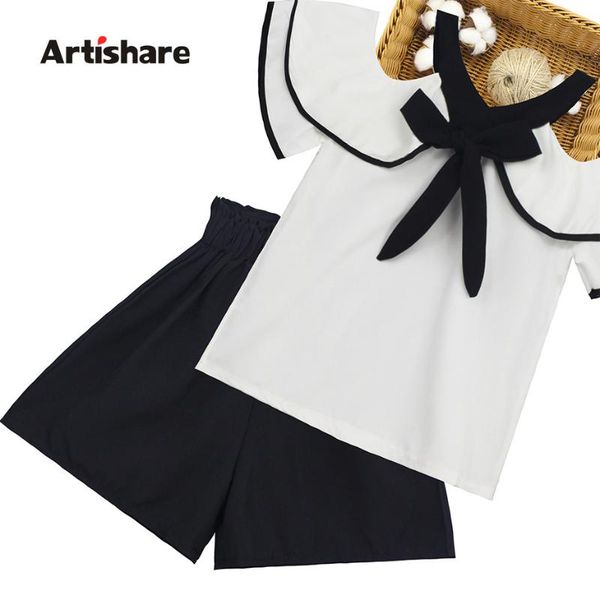 kids clothes girl bow v-neck shirt + shorts 2pcs girl clothes fashion off shoulder suit for girls summer for girls, White
kids clothes girl bow v-neck shirt + shorts 2pcs girl clothes fashion off shoulder suit for girls summer for girls, White