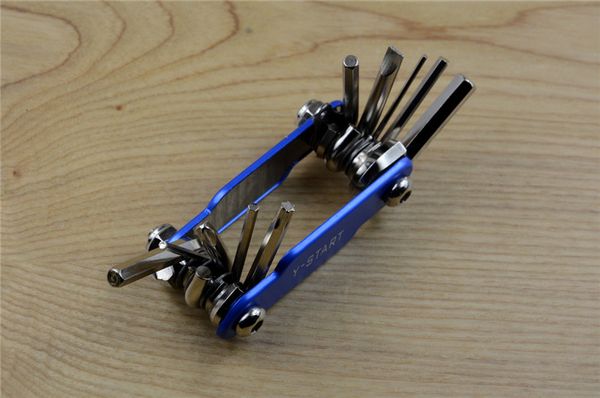 Y-start Bicycle Tools Sets With 10 Torx Fix Pins Aluminum Alloy Handle Bt05 Multifunctional Biking Tools For Outdoor, Camping , Ride And Edc