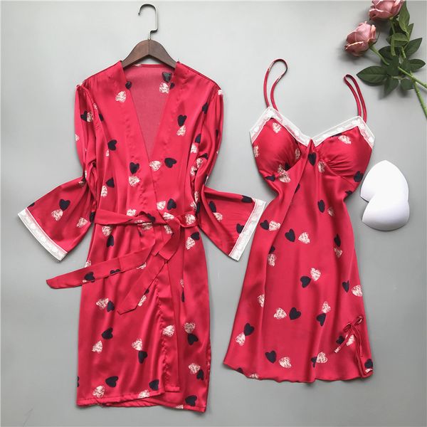 women's sleepwear 2021 women lace silk robe & gown set sleep dress piece love floral soft comfortable 2pc night skirt homewear, Black;red
women's sleepwear 2021 women lace silk robe & gown set sleep dress piece love floral soft comfortable 2pc night skirt homewear, Black;red