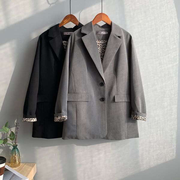 leopard suit coat office lady casual oversize gray black long sleeve jacket femme formal blazer outwear, White;black
leopard suit coat office lady casual oversize gray black long sleeve jacket femme formal blazer outwear, White;black