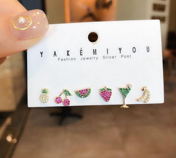 holiday style cocktail fruit earrings six-piece combination fresh earrings, Golden;silver
holiday style cocktail fruit earrings six-piece combination fresh earrings, Golden;silver