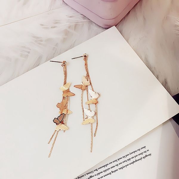 new fashion women jewelry butterfly earrings long tassels eardrop female temperament pendant earrings girl gift, Silver
new fashion women jewelry butterfly earrings long tassels eardrop female temperament pendant earrings girl gift, Silver