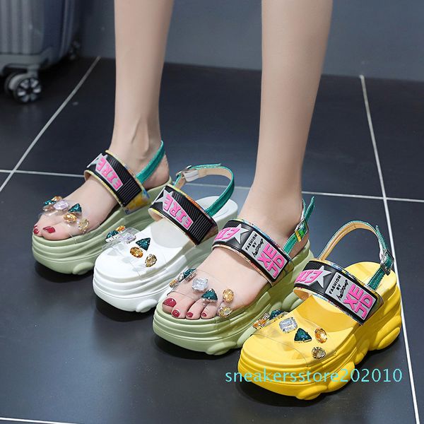 9cm/3.9 inch height wedge sadals fashion shoes woman summer rhinestone flat platform chunky sandals s10, Black
9cm/3.9 inch height wedge sadals fashion shoes woman summer rhinestone flat platform chunky sandals s10, Black