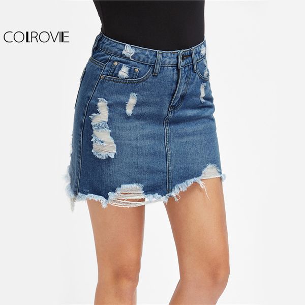 colrovie distressed pencil skirt blue denim women casual mini summer skirts 2017 fashion new ripped pockets bodycon skirt, Black
colrovie distressed pencil skirt blue denim women casual mini summer skirts 2017 fashion new ripped pockets bodycon skirt, Black