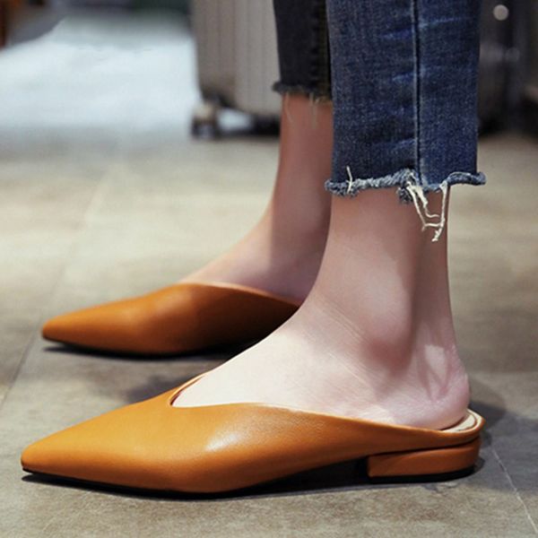 bonjean women flat shoes brand 2019 fashion mules for women pu leather pointed toe slip on flip flops slipper, Black
bonjean women flat shoes brand 2019 fashion mules for women pu leather pointed toe slip on flip flops slipper, Black