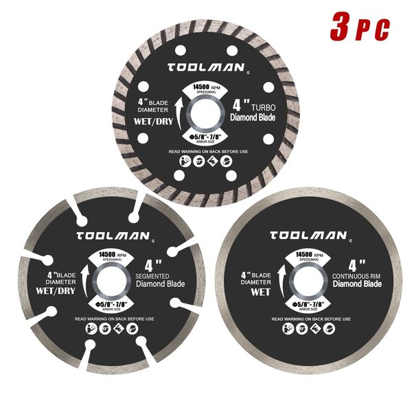 3pcs 4 in.dia. premium multifunctional masonry diamond saw blade assorted set saw blade for metal aluminum steel & wood
3pcs 4 in.dia. premium multifunctional masonry diamond saw blade assorted set saw blade for metal aluminum steel & wood