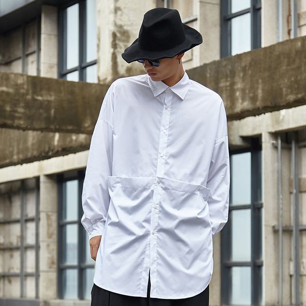 men long sleeve fashion splice design loose casual shirt male women japan streetwear hip hop party dress shirt stage clothing, White;black
men long sleeve fashion splice design loose casual shirt male women japan streetwear hip hop party dress shirt stage clothing, White;black