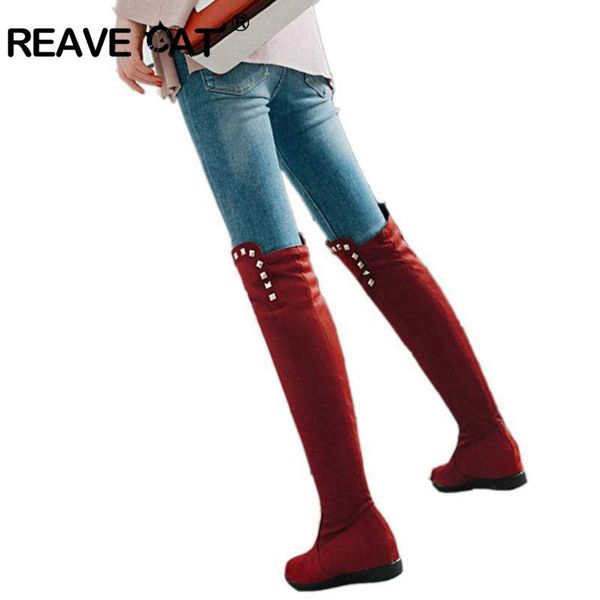 reave cat platform hidden boots shoes women winter boots slip on round toe over the knee botas feminino mujer rivet b1016a, Black
reave cat platform hidden boots shoes women winter boots slip on round toe over the knee botas feminino mujer rivet b1016a, Black