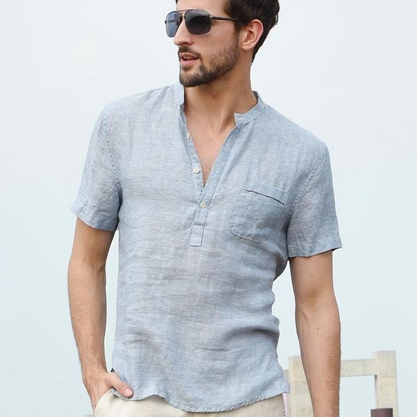 2020 summer new brand mens short sleeve solid pullover shirts pockets stand collar slim male fashion casual shirts streetwear, White;black
2020 summer new brand mens short sleeve solid pullover shirts pockets stand collar slim male fashion casual shirts streetwear, White;black