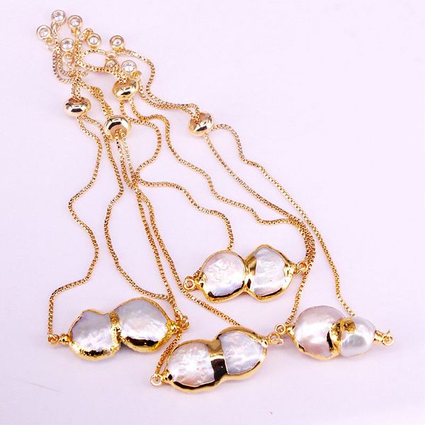 6pcs, gold electroplated freshwater pearl connector link chain bracelet for women girls, Black
6pcs, gold electroplated freshwater pearl connector link chain bracelet for women girls, Black