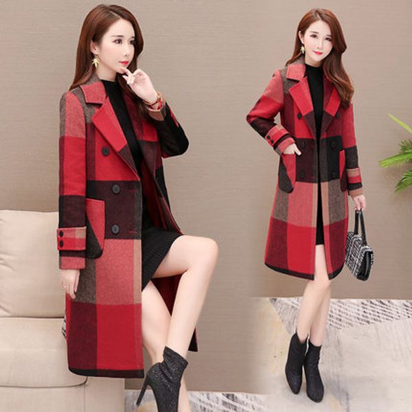 2019 autumn winter wool women plaid pockets blends office work double breasted long coats casual lady slim long sleeve jacket, Black
2019 autumn winter wool women plaid pockets blends office work double breasted long coats casual lady slim long sleeve jacket, Black