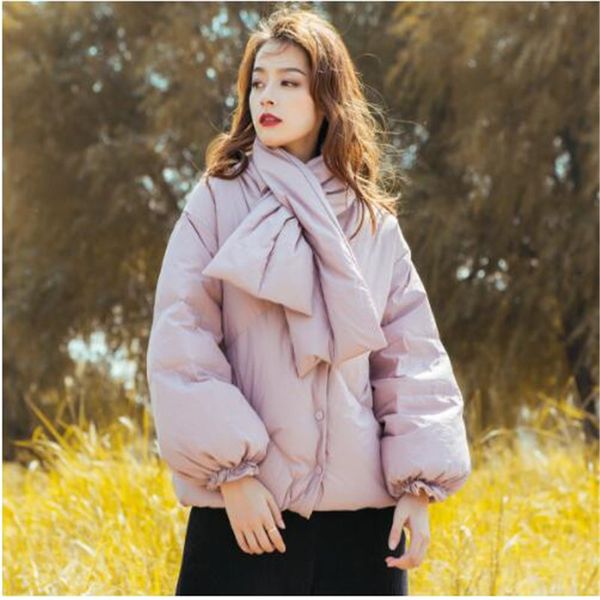 2018 winter new women's casual coat art very short down jacket female white duck down bubble sleeve loose scarf, Black
2018 winter new women's casual coat art very short down jacket female white duck down bubble sleeve loose scarf, Black