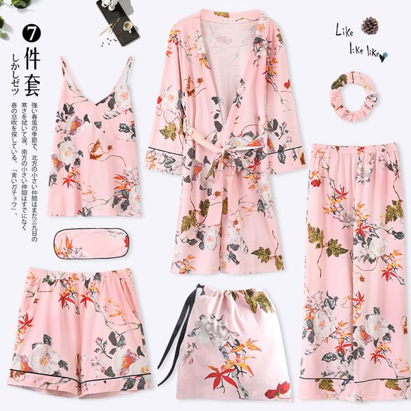 cute pink 7 pcs pajamas sets women sleepwear 2019 for all seasons full shorts long sleeve robe pyjamas femme night home wear, Blue;gray
cute pink 7 pcs pajamas sets women sleepwear 2019 for all seasons full shorts long sleeve robe pyjamas femme night home wear, Blue;gray