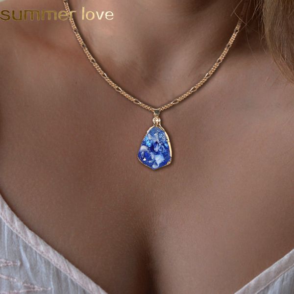 2019 new resin geometric stone crystal pendant necklace for women gold plating 6 color necklace fashion jewelry wholesale, Silver
2019 new resin geometric stone crystal pendant necklace for women gold plating 6 color necklace fashion jewelry wholesale, Silver