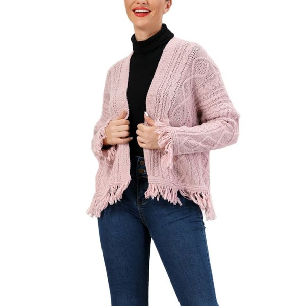 autumn knit cardigan jacket loose solid color sweater tassel long sleeve coat, White
autumn knit cardigan jacket loose solid color sweater tassel long sleeve coat, White