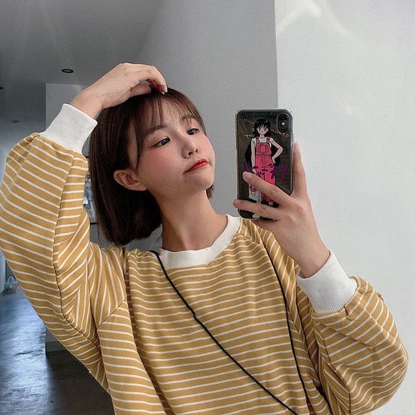 autumn and winter hoody women's long-sleeved o-neck hoodies sweatshirt casual loose striped printed sweatshirt, Black
autumn and winter hoody women's long-sleeved o-neck hoodies sweatshirt casual loose striped printed sweatshirt, Black