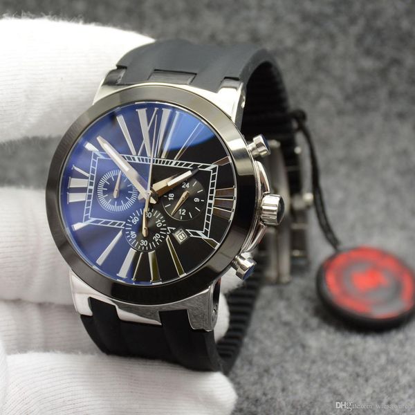 simple design men watch chronograph quartz black dial roman number markers outdoor mens watches with black rubber band, Slivery;brown
simple design men watch chronograph quartz black dial roman number markers outdoor mens watches with black rubber band, Slivery;brown