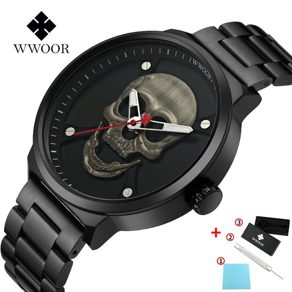 wwoor new skull sports wrist watch men to stainless steel mens watches quartz gifts for men 30m waterproof, Slivery;brown
wwoor new skull sports wrist watch men to stainless steel mens watches quartz gifts for men 30m waterproof, Slivery;brown