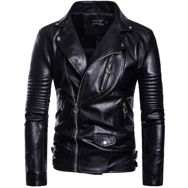 streetwear punk autumn winter turn-down collar pu leather jacket for men zipper pleated fashion slim fit male coat, Black
streetwear punk autumn winter turn-down collar pu leather jacket for men zipper pleated fashion slim fit male coat, Black