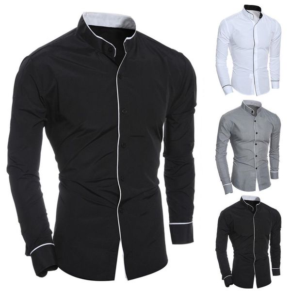 2019 new style fashion luxury men's casual slim trendy formal long sleeve button patchwork shirts, White;black
2019 new style fashion luxury men's casual slim trendy formal long sleeve button patchwork shirts, White;black