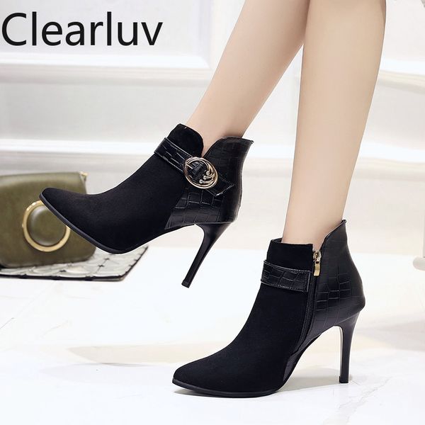 new fashion stiletto slim high heels pointed toe faux leather zipper style ankle boots for women female boot bottes femmes, Black
new fashion stiletto slim high heels pointed toe faux leather zipper style ankle boots for women female boot bottes femmes, Black
