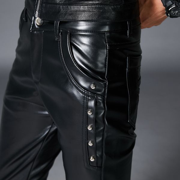искусственная кожа pu брюки для мужчин бренд черный мода мотоцикл уличная панк хип-хоп велосипед trouesr, Black 
искусственная кожа pu брюки для мужчин бренд черный мода мотоцикл уличная панк хип-хоп велосипед trouesr, Black