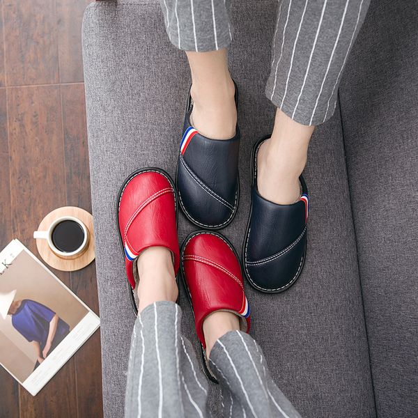 leather couple's cotton slipper winter warm indoor bottom thick slippers anti-slip household shoes, Black
leather couple's cotton slipper winter warm indoor bottom thick slippers anti-slip household shoes, Black