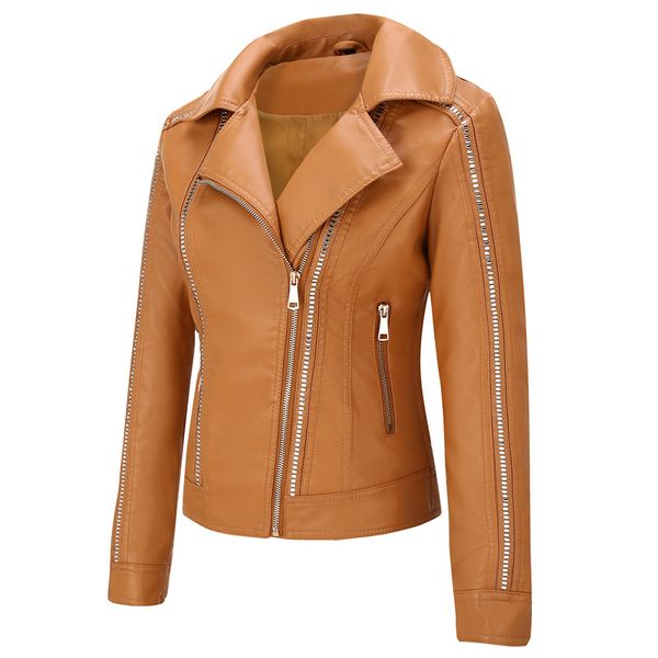 nxh popular rivet leather jacket women punk short slim female autumn coat turn down collar motorcycle biker jackets, Black
nxh popular rivet leather jacket women punk short slim female autumn coat turn down collar motorcycle biker jackets, Black