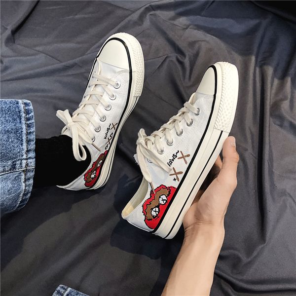 men's shoes 2019 summer new style white shoes versatile students graffiti canvas casual sports cloth board sho, Black
men's shoes 2019 summer new style white shoes versatile students graffiti canvas casual sports cloth board sho, Black