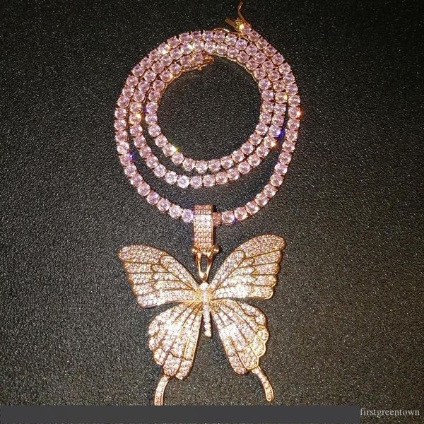 fine jewelry rose gold micro pave pink cz cubic zircon diamond cuban link chain tennis butterfly necklace hip hop jewelry, Silver
fine jewelry rose gold micro pave pink cz cubic zircon diamond cuban link chain tennis butterfly necklace hip hop jewelry, Silver
