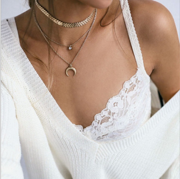classic women necklace moon pearl arrow clavicle chain multilayer gold necklace set female dance party accessories, Silver
classic women necklace moon pearl arrow clavicle chain multilayer gold necklace set female dance party accessories, Silver