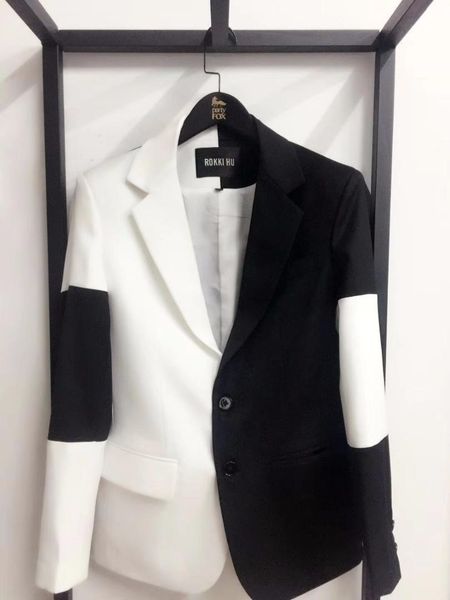 xs-6xl 2019 men's new fashion hair stylist fashion stitching suit coat plus size singer costumes, White;black
xs-6xl 2019 men's new fashion hair stylist fashion stitching suit coat plus size singer costumes, White;black
