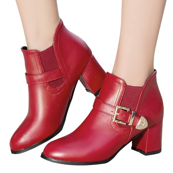 buckle strap ankle boots for women casual solid wedges round toe pu leather mid heel large size winter women shoes botas mujer, Black
buckle strap ankle boots for women casual solid wedges round toe pu leather mid heel large size winter women shoes botas mujer, Black