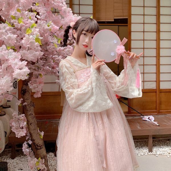 chinese style lolita han lolita lace shirt + mesh dress soft girl suspender dress two-piece women, White
chinese style lolita han lolita lace shirt + mesh dress soft girl suspender dress two-piece women, White