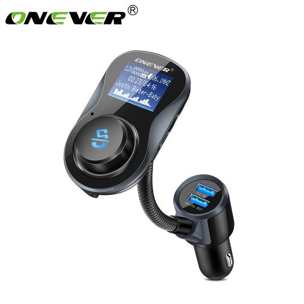 

onever qc 3.0 usb charger dual port bluetooth fm transmitter car kit mp3 player handstf usb lossless music players flac