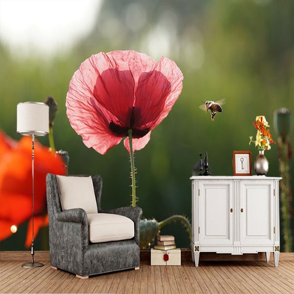 customized wallpaper murals flowers, bee pink poppies murals for living room bedroom background decorative waterproof wallpaper
customized wallpaper murals flowers, bee pink poppies murals for living room bedroom background decorative waterproof wallpaper