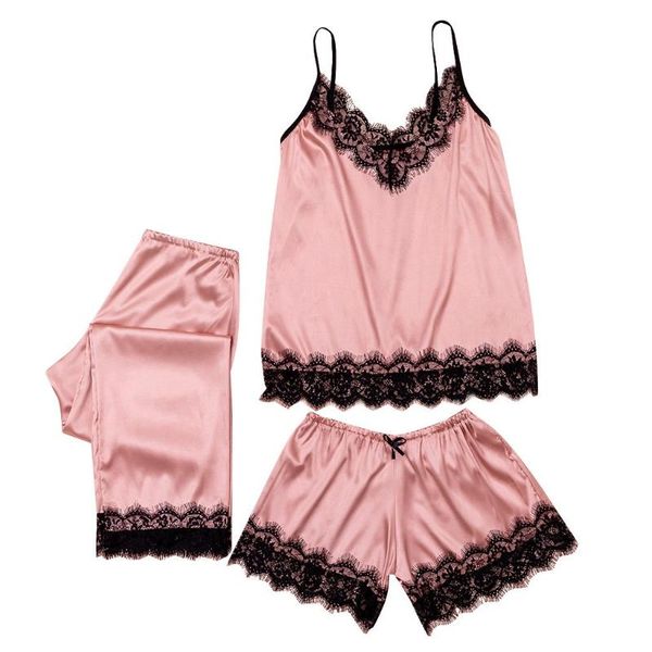 women's sleepwear satin pajama set black lace v-neck pyjamas sleeveless cute cami and shorts lingerie homewear#y20, Blue;gray
women's sleepwear satin pajama set black lace v-neck pyjamas sleeveless cute cami and shorts lingerie homewear#y20, Blue;gray