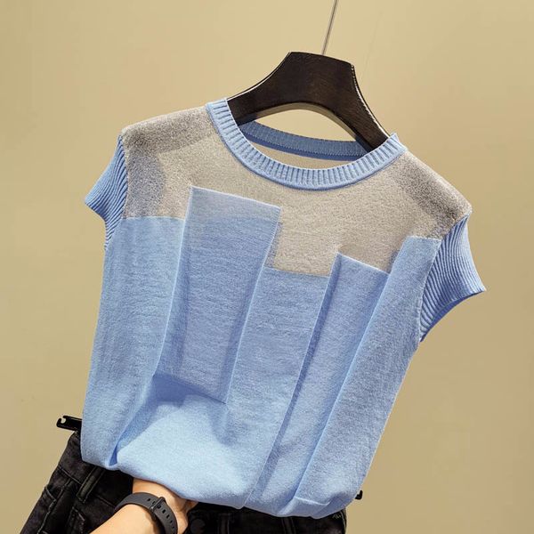 women's sweaters korean patchwork ice silk knitted sweater women o-neck short sleeve pullover fashion thin 2021 summer arrival, White;black
women's sweaters korean patchwork ice silk knitted sweater women o-neck short sleeve pullover fashion thin 2021 summer arrival, White;black