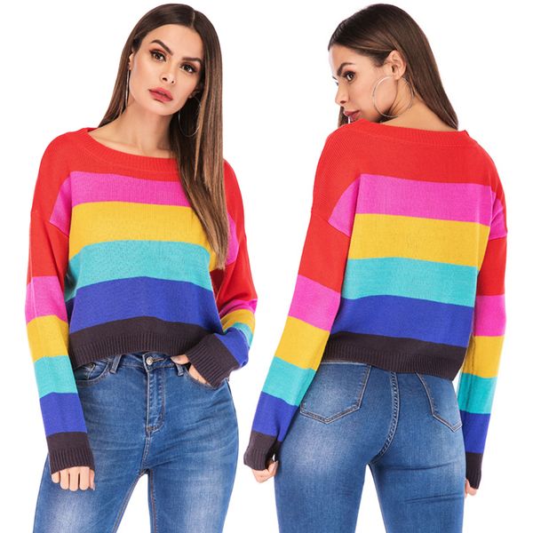 women's sweaters kawaii college candy color stripes sets multi-color loose casual sweater female harajuku pullover for women, White;black
women's sweaters kawaii college candy color stripes sets multi-color loose casual sweater female harajuku pullover for women, White;black