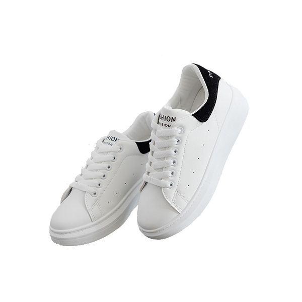 

women sneakers fashion breathble vulcanized shoes pu leather platform lace up casual white tenis feminino zapatos de mujer, Black