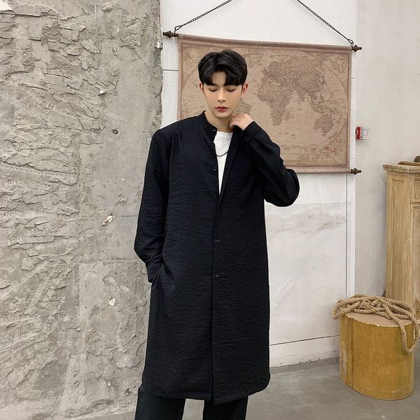 new male streetwear long style cardigan black white shirts men new stand collar long sleeve casual linen shirt, White;black
new male streetwear long style cardigan black white shirts men new stand collar long sleeve casual linen shirt, White;black