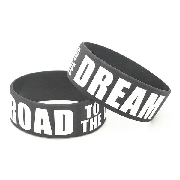 1pc new road to the dream black silicone bracelets&bangles 1 inch wide letter women bracelet men wristband armband gifts sh308, Golden;silver
1pc new road to the dream black silicone bracelets&bangles 1 inch wide letter women bracelet men wristband armband gifts sh308, Golden;silver