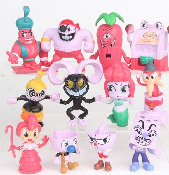 kawaii cuphead chalice action figures toys 12pcs cute cartoon dolls for children gift toy home decoration