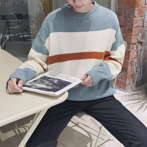 autumn and winter new boutique men's casual sweater youth solid color warm simple loose large size fashion knitting, White;black
autumn and winter new boutique men's casual sweater youth solid color warm simple loose large size fashion knitting, White;black