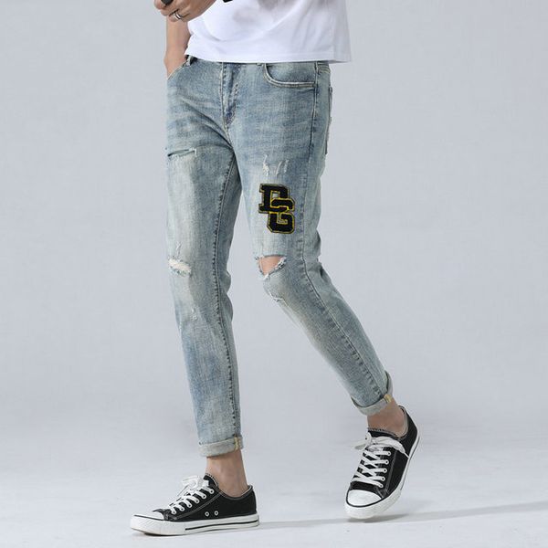 dg designer luxury mens jeans tide brand boutique jeans street hip hop eye catching letters patch fashion hole slim fit light color jeans, Blue
dg designer luxury mens jeans tide brand boutique jeans street hip hop eye catching letters patch fashion hole slim fit light color jeans, Blue
