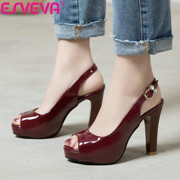 esveva 2020 women sandals shoes buckle strap elegant sandals peep toe summer square heels shoes women high heels size 34-43, Black
esveva 2020 women sandals shoes buckle strap elegant sandals peep toe summer square heels shoes women high heels size 34-43, Black